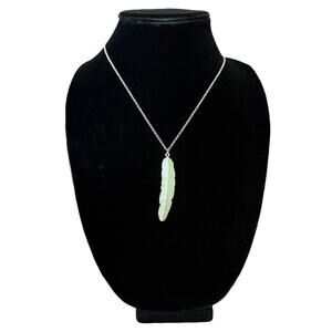 Silver Feather Pendant Boho Long Chain Necklace